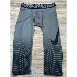 Nike Pro Hypercool Grey Compression Tights 3/4 Length Mens M Gym Sport Running